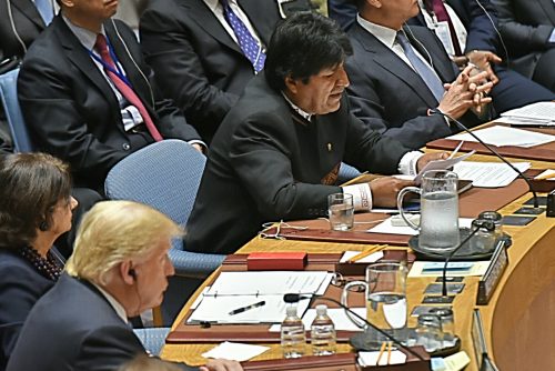 Morales en la Asambles General de la ONU, 2018. Foto: Abi